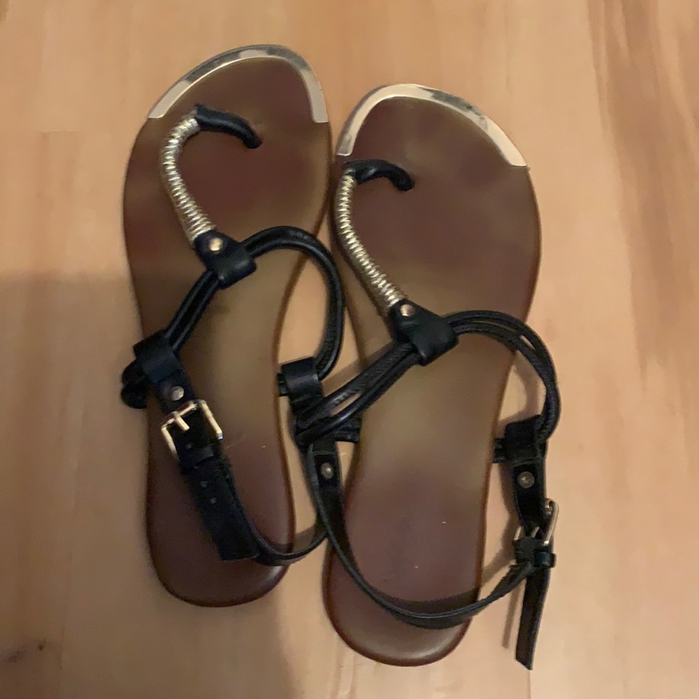 Black and gold sandals